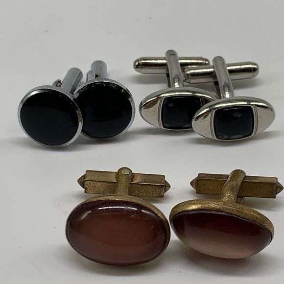 Men’s Cufflinks Lot Onyx Moonstone Gold Silver Tn